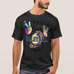 Peace Love Volleyball Yaya Life Mom Grandma Leopar T-Shirt