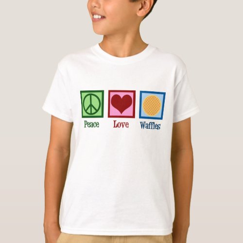 Peace Love Waffles Cute Kids T_Shirt