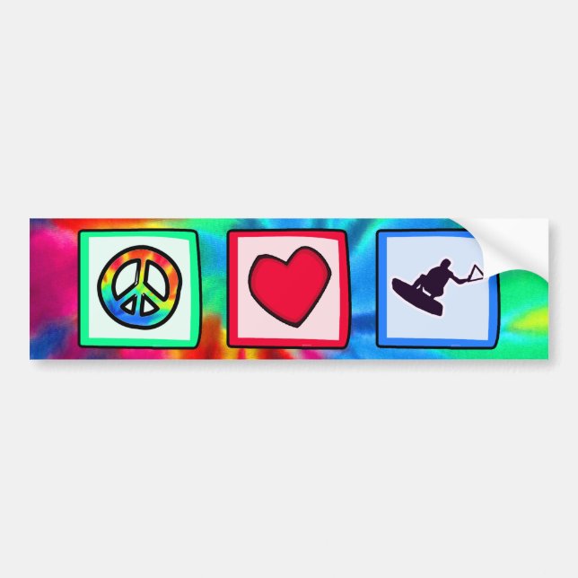 Peace, Love, Wakeboarding Bumper Sticker (Front)