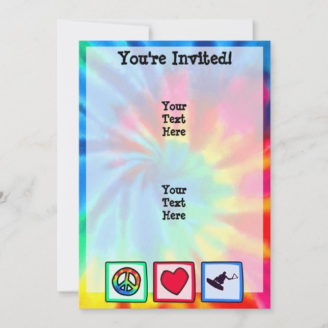Peace, Love, Wakeboarding Invitation (Front)