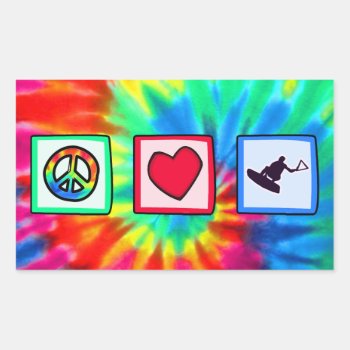 Peace  Love  Wakeboarding Rectangular Sticker by SportsWare at Zazzle