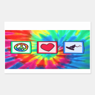 Peace, Love, Wakeboarding Rectangular Sticker