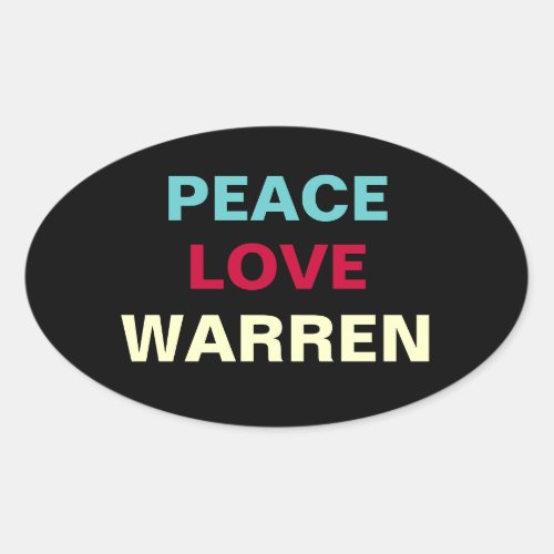 Peace Love WARREN Oval Sticker