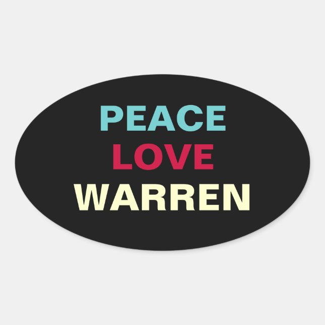 Peace Love WARREN Oval Sticker (Front)