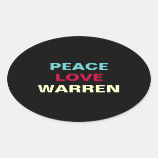 Peace Love WARREN Oval Sticker