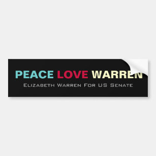 Peace Love WARREN US Senate Bumper Sticker