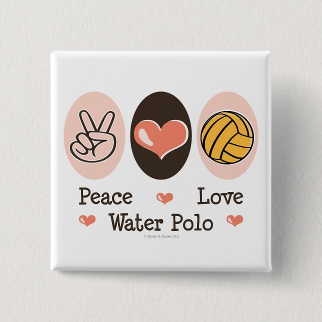 Peace Love Water Polo Button (Front)