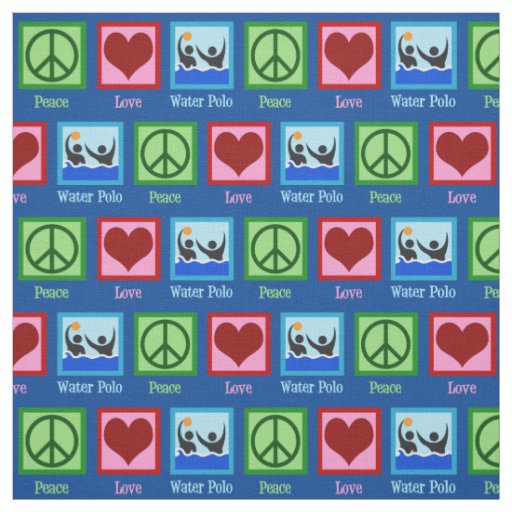Peace Love Water Polo Team Blue Fabric