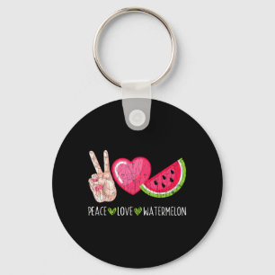 Peace Love Watermelon Funny Summer Fruit Lover Keychain