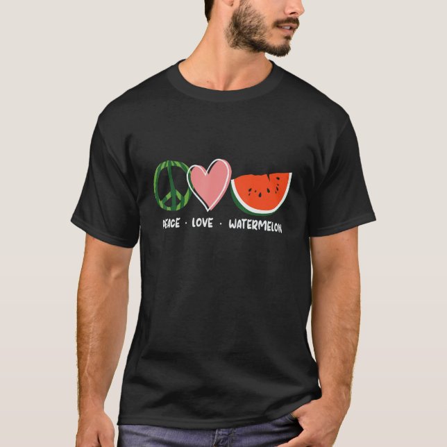 Peace Love Watermelon Happy Watermelon Day T-Shirt (Front)
