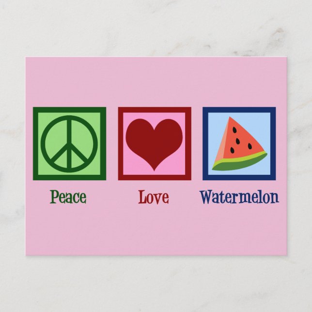 Peace Love Watermelon Postcard (Front)