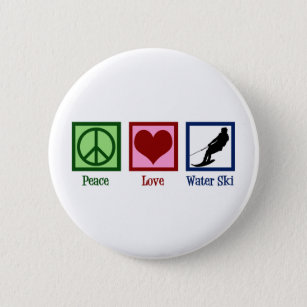 Peace Love Waterskiing Company Water Ski Button