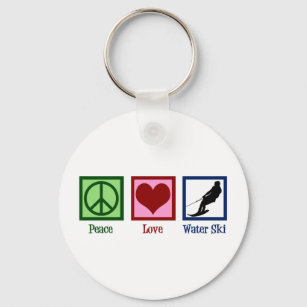 Peace Love Waterskiing Company Water Ski Keychain