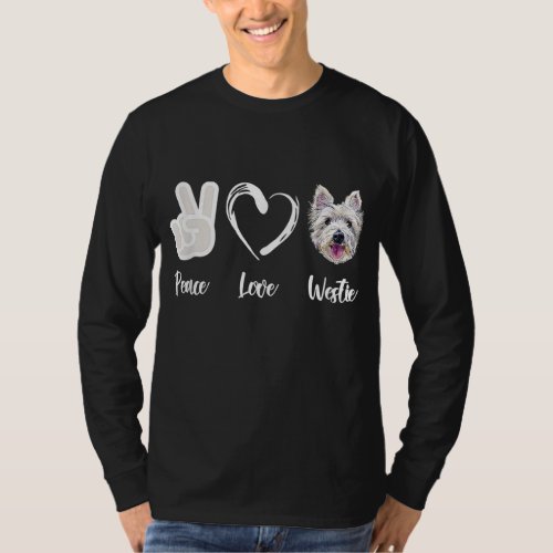 Peace Love Westie West Highland White Terrier Gift T_Shirt