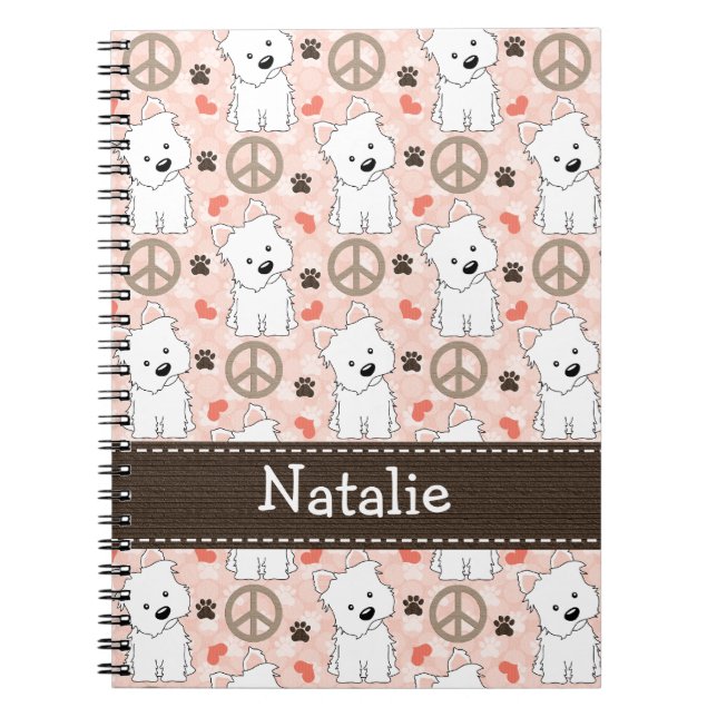 Peace Love Westies Spiral Notebook Journal (Front)