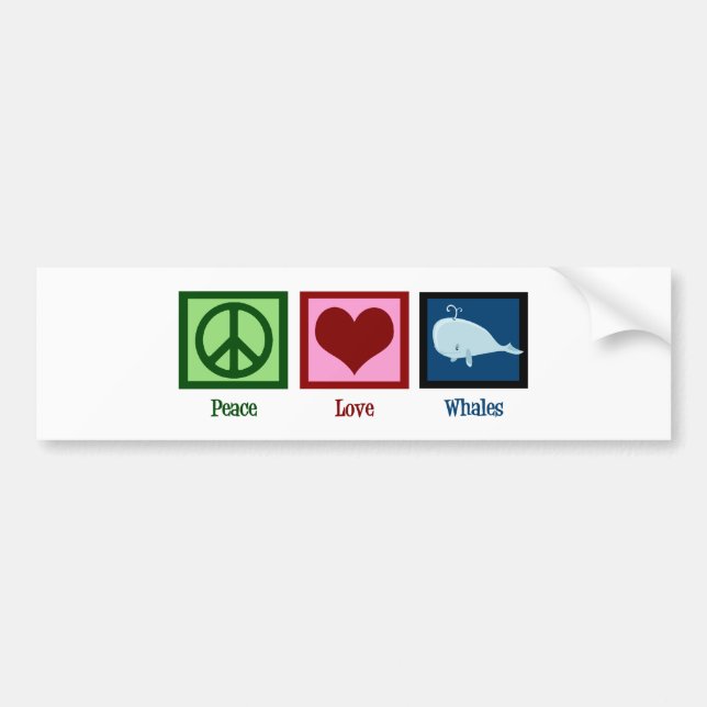 Peace Love Whales Bumper Sticker (Front)