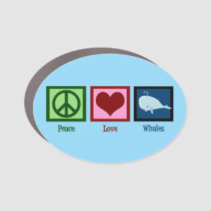 Peace Love Whales Cute Blue Marine Animal Car Magnet