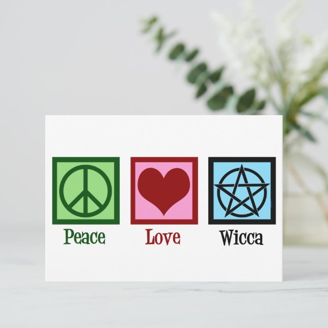 Peace Love Wicca Pentacle Wiccan Card (Standing Front)