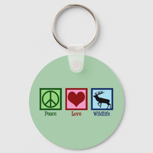 Peace Love Wildlife Rescue Rehab Center Green Elk Keychain