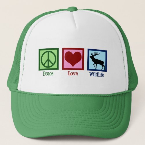 Peace Love Wildlife Rescue Rehab Center Green Elk Trucker Hat