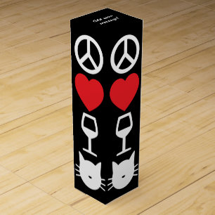 Peace, Love, Wine and Cats Custom Gift Box