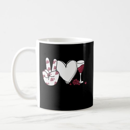 Peace Love Wine Peace Hand Sign Wine Coffee Mug