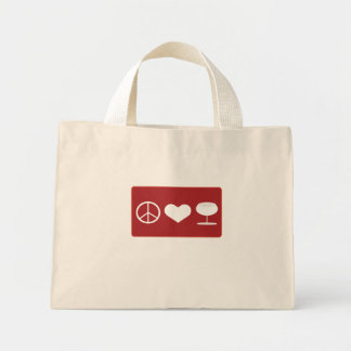 Peace Love Wine T-Shirt Mini Tote Bag