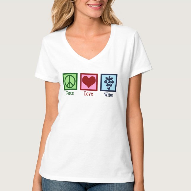 Peace Love Wine Tasting Vineyard Tour Guide T-Shirt (Front)