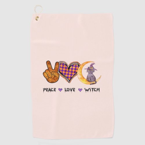 Peace Love Witch Golf Towel