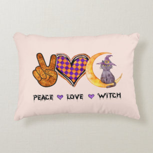 Peace Love Witch – Halloween Design Accent Pillow