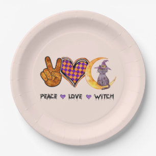 Peace Love Witch – Halloween Design Paper Plates