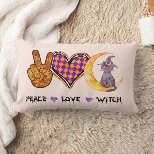 Peace Love Witch Lumbar Pillow