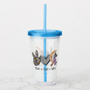 Peace, Love, Witch – Peace Sign, Heart & Witch Acrylic Tumbler