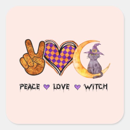 Peace Love Witch Square Sticker