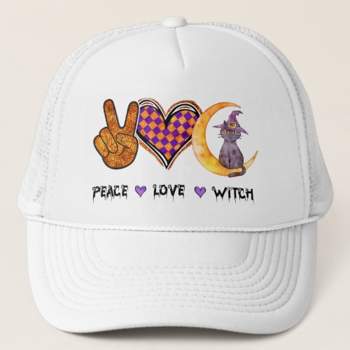 Peace Love Witch Trucker Hat