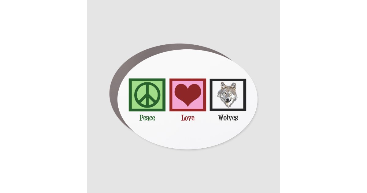 Peace Love Wolves Cute Wolf Car Magnet | Zazzle