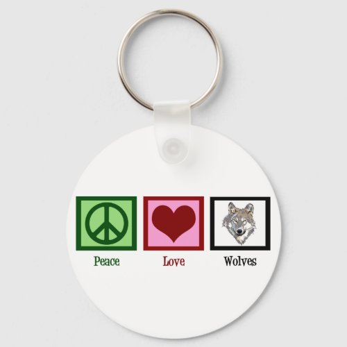 Peace Love Wolves Keychain