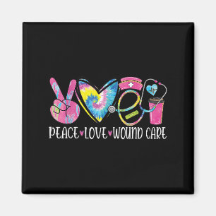 Peace Love Wound Care Nurse Nursing Heart Stethosc Magnet