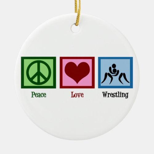 Peace Love Wrestling Team Christmas Ceramic Ornament