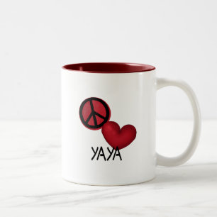 Peace Love YaYa Two-Tone Coffee Mug