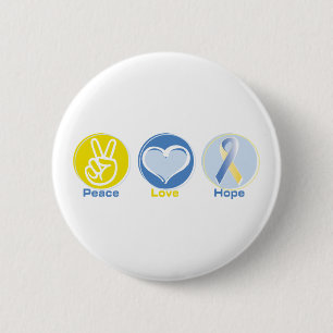 Peace Love Yellow/Blue Hope Pinback Button