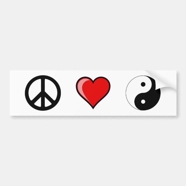 Peace Love Yin Yang Bumper Sticker (Front)