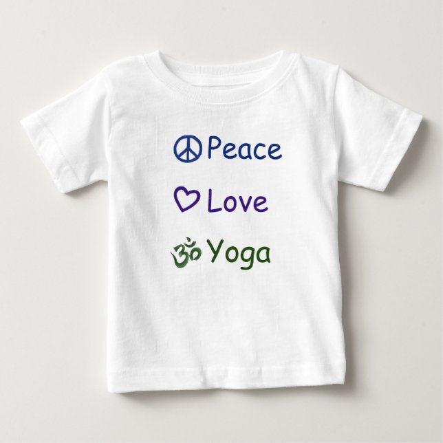 Peace Love Yoga Baby T-Shirt (Front)
