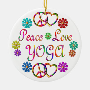 PEACE LOVE YOGA CERAMIC ORNAMENT