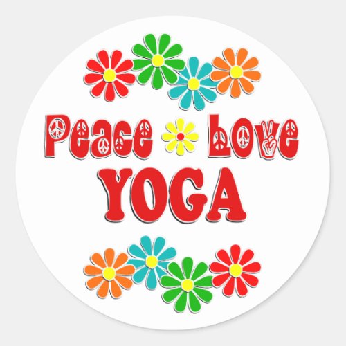 Peace Love Yoga Classic Round Sticker