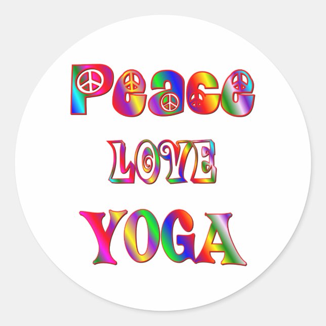 Peace Love Yoga Classic Round Sticker (Front)