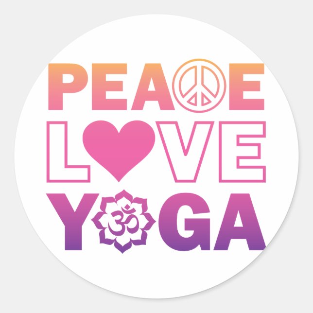 Peace Love Yoga Classic Round Sticker (Front)