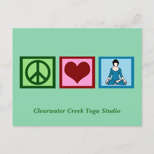 Peace Love Yoga Custom Studio Name Holiday Postcard