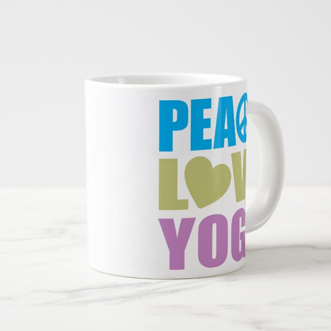 Peace Love Yoga Giant Coffee Mug (Front Right)