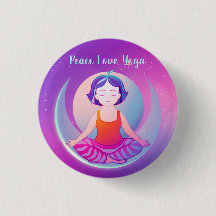 Peace Love Yoga girl meditation in space